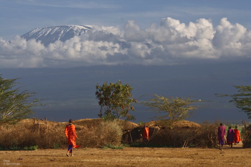 Масайская деревня у подножья Килиманджаро. Амбосели, Кения