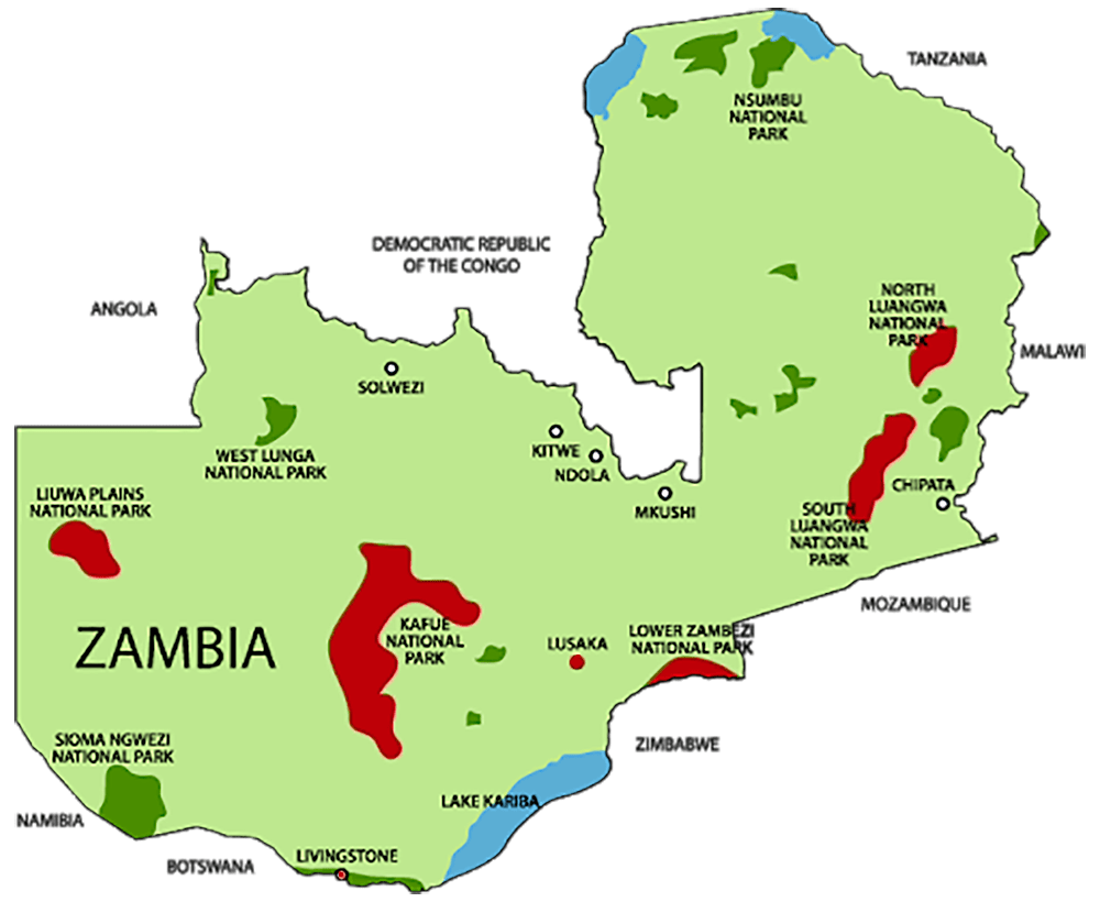 Основные национальные парки Замбии